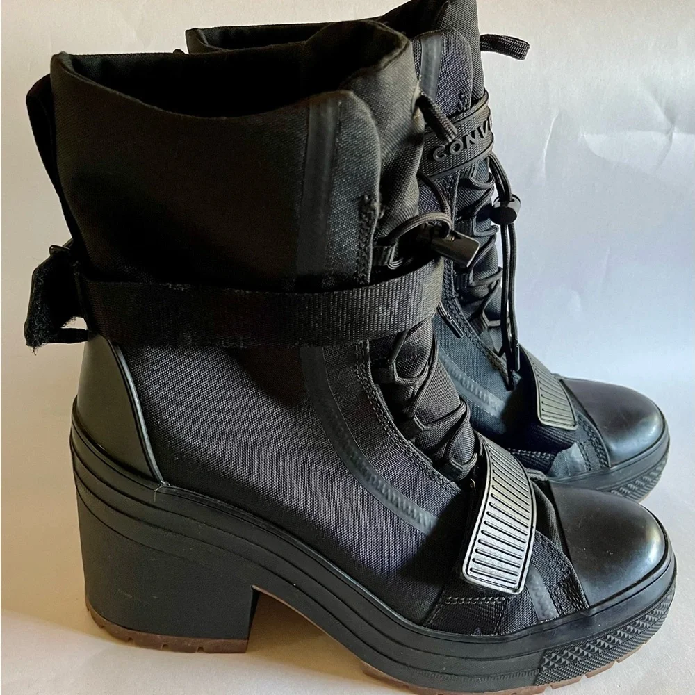 CONVERSE Combat Boots Womens 10 Black Chuck Taylor All Star Platform chunky heel - Picture 4 of 9